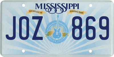 MS license plate JOZ869