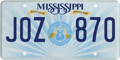 MS license plate JOZ870