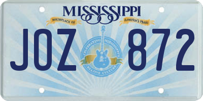 MS license plate JOZ872