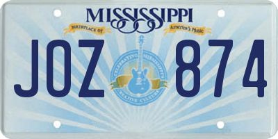 MS license plate JOZ874