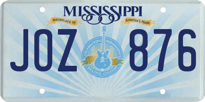 MS license plate JOZ876