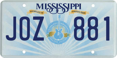 MS license plate JOZ881