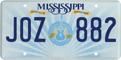 MS license plate JOZ882