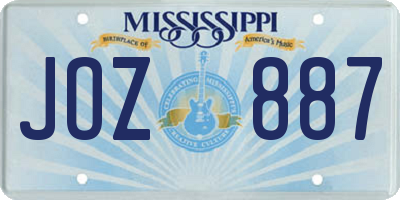 MS license plate JOZ887