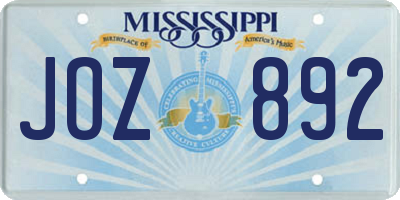 MS license plate JOZ892