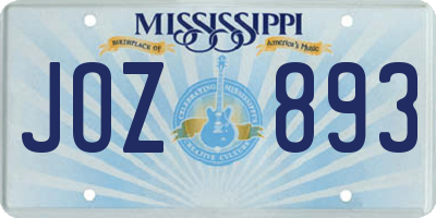 MS license plate JOZ893