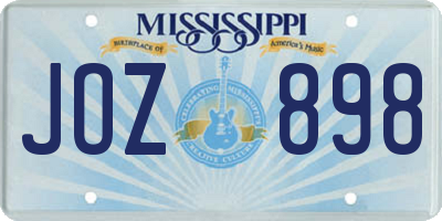 MS license plate JOZ898