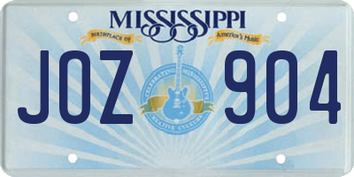 MS license plate JOZ904