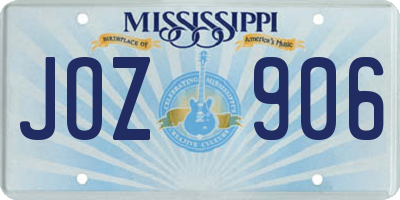 MS license plate JOZ906