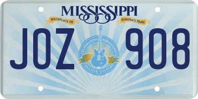 MS license plate JOZ908