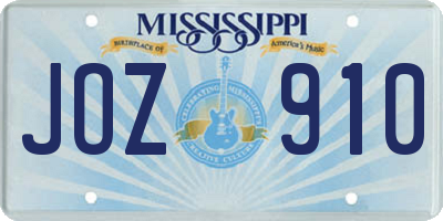 MS license plate JOZ910