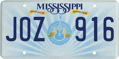 MS license plate JOZ916