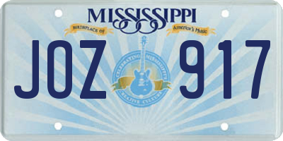 MS license plate JOZ917