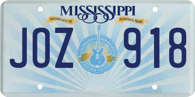 MS license plate JOZ918