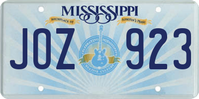 MS license plate JOZ923