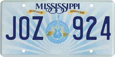 MS license plate JOZ924