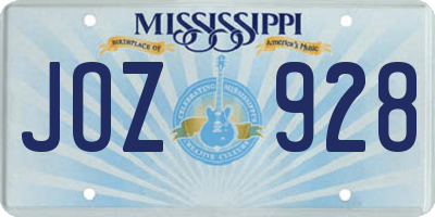 MS license plate JOZ928