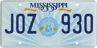MS license plate JOZ930