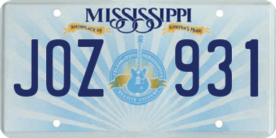 MS license plate JOZ931