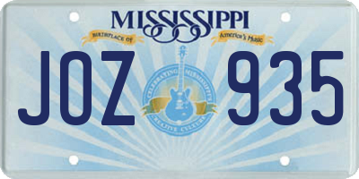 MS license plate JOZ935