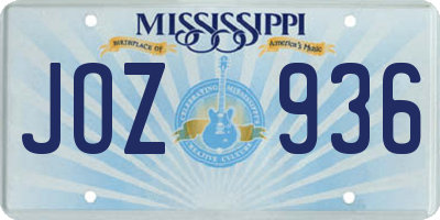 MS license plate JOZ936