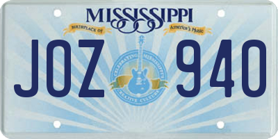 MS license plate JOZ940