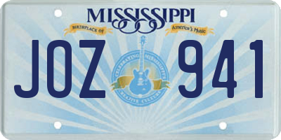 MS license plate JOZ941