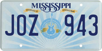MS license plate JOZ943