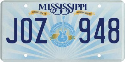 MS license plate JOZ948