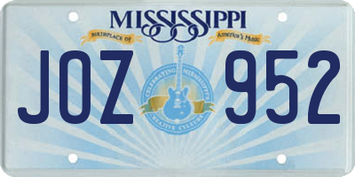 MS license plate JOZ952