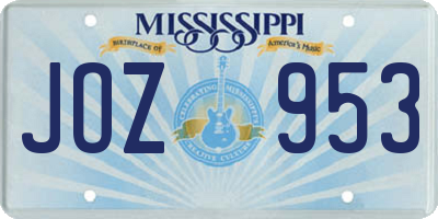 MS license plate JOZ953