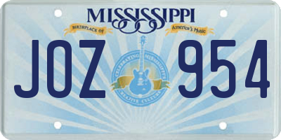 MS license plate JOZ954