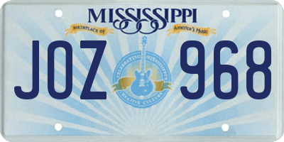 MS license plate JOZ968