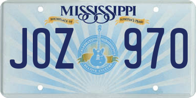 MS license plate JOZ970