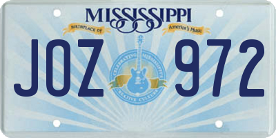 MS license plate JOZ972