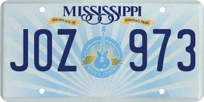 MS license plate JOZ973
