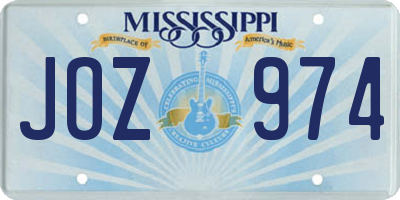MS license plate JOZ974