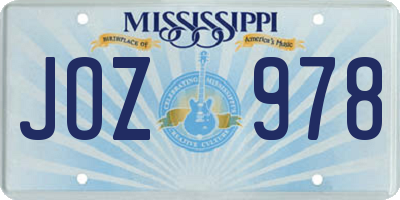 MS license plate JOZ978