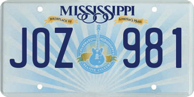 MS license plate JOZ981