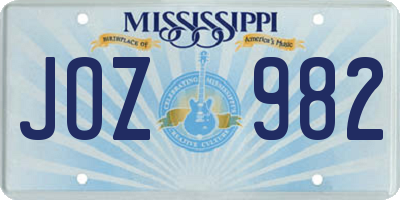 MS license plate JOZ982