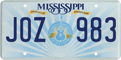 MS license plate JOZ983