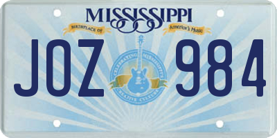 MS license plate JOZ984