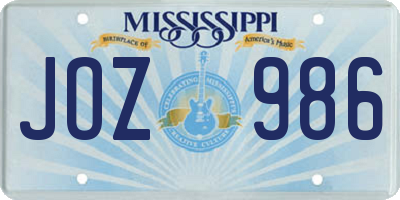 MS license plate JOZ986