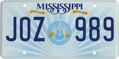 MS license plate JOZ989