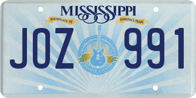 MS license plate JOZ991