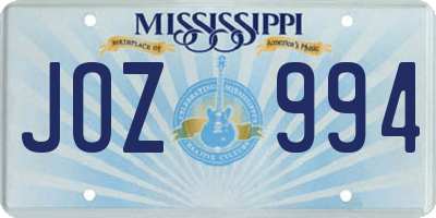 MS license plate JOZ994