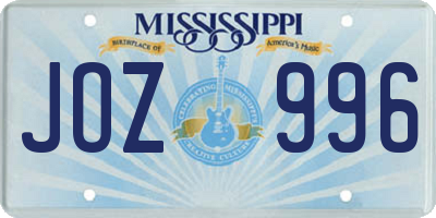 MS license plate JOZ996