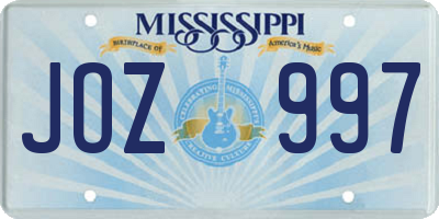 MS license plate JOZ997