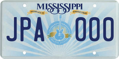 MS license plate JPA000