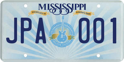 MS license plate JPA001